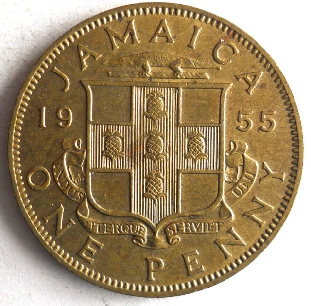 1955 JAMAICA PENNY - Excellent Coin - FREE SHIP - Vintage Bin #16