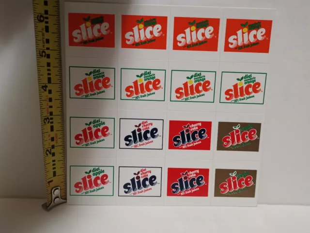 Vintage Slice Pepsi soda vending machine stickers , absolete 3