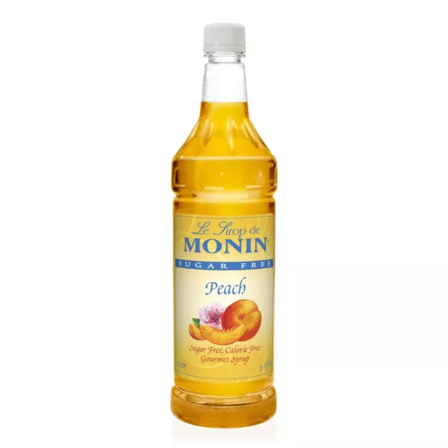 Monin Sugar Free Peach Syrup - Bottle (1 Liter), H-Peach, 1.0L- sf