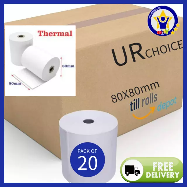 Thermal Till Rolls 80x80mm Receipt paper Pack of 20 Rolls