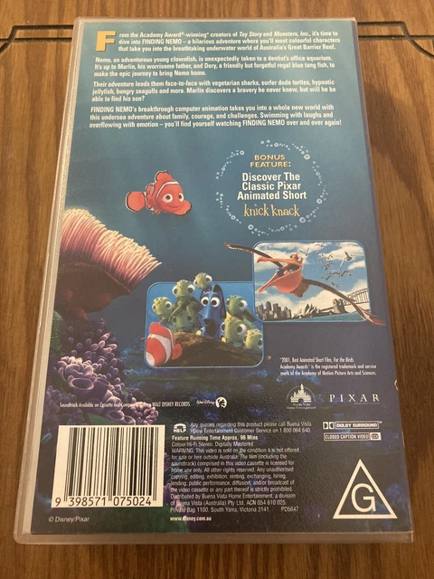 FINDING NEMO VHS Video Tape Walt Disney Pictures Pixar 2002 Free ...