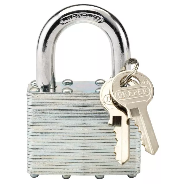 Draper 50mm Laminated Steel Padlock With 2 Keys Gate Shed Cupboard Padlock Lock