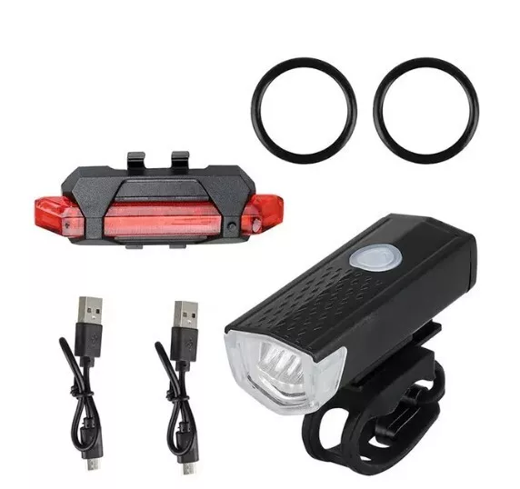 Set Kit Di Luci Led Per Bici, Anteriore E Posteriore, Ricaricabile Usb.