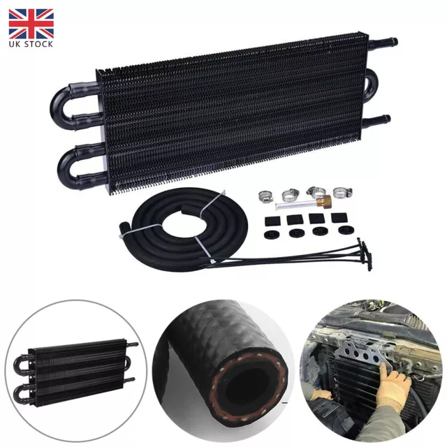 Universal 4 Row 6 AN Engine Transmission Oil Cooler Radiator&Hose Fittings Set