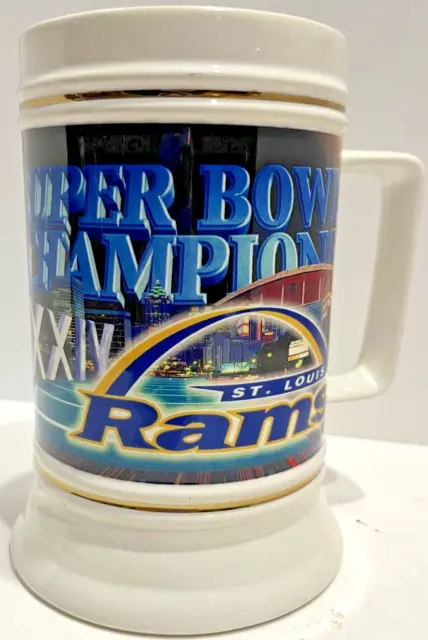 ST LOUIS RAMS Super Bowl XXXIV 2000 Vintage Champions NFL Large Ceramic Mug Cup