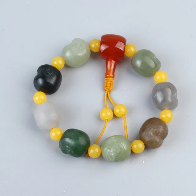Chinese Exquisite Handmade  monkey Carving Hetian jade Bracelet