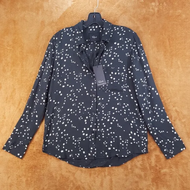 RAILS Womens Top XS Black Button Up Shirt Star ROCSI CONSTELLATION $168