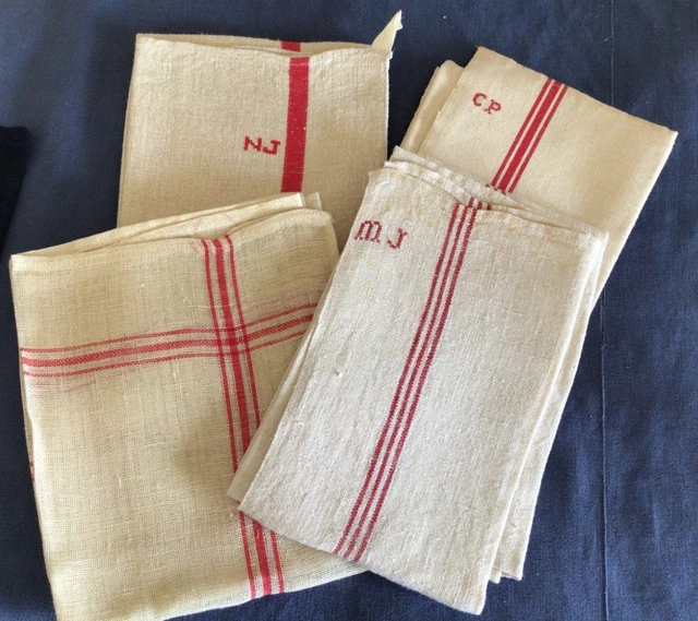 31 ANCIENS GRANDS Torchons En .Métis Et Lin En Tres Bon État