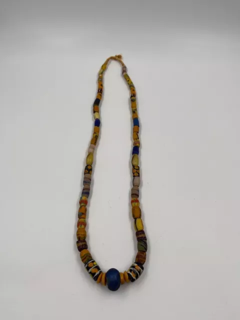 Very rare and old african trade bead necklace bizantine style mosaic glass