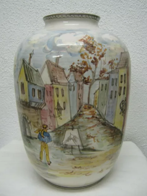 Bodenvase Ulmer Keramik - Darstellung Paris - ca. 31 cm