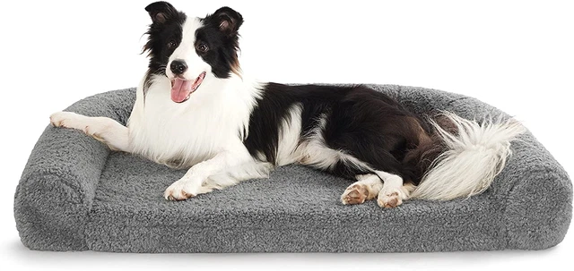 Sofá cama ortopédico para perro Lesure grande - cama de espuma viscoelástica para perro con felpa extraíble