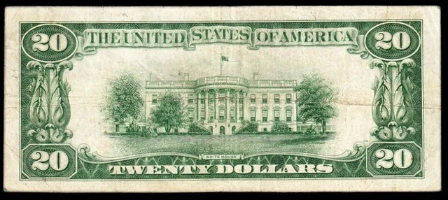 1934 Chicago $20 LGS (Lime Green seal) Federal Reserve Note VF Net 2