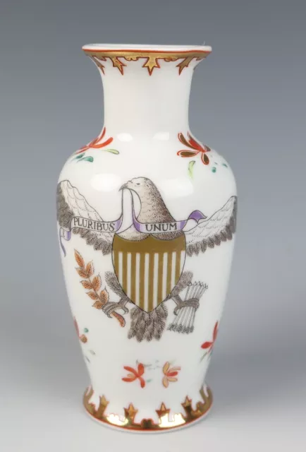 CHINESE EXPORT STYLE American Eagle Porcelain Bud Vase Hand Painted ...