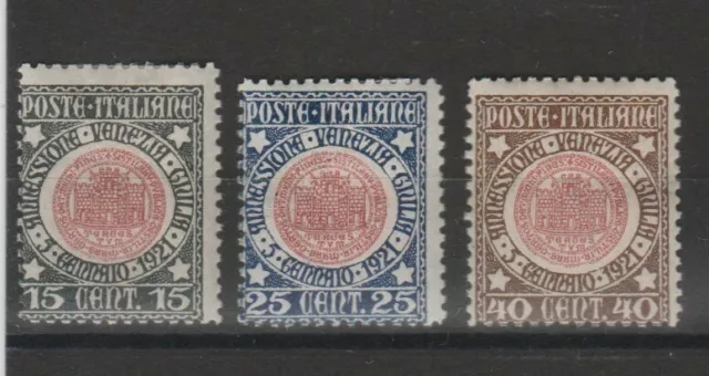 1921 Kingdom Italy Series Annexation Venezia Giulia 3 Values Mlh MF90752