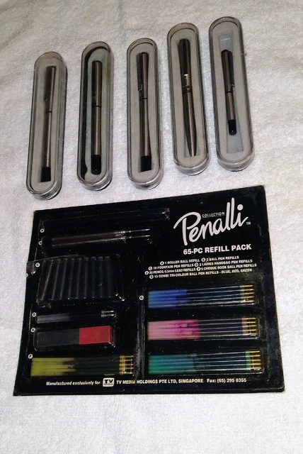 5 "Penalli" Pens In Original Cases With 65 Piece Bonus. Collectibles