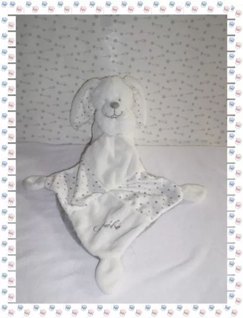 Ω - Doudou Peluche  Lapin Blanc  Pois Marron Mouchoir Bébé Pommette