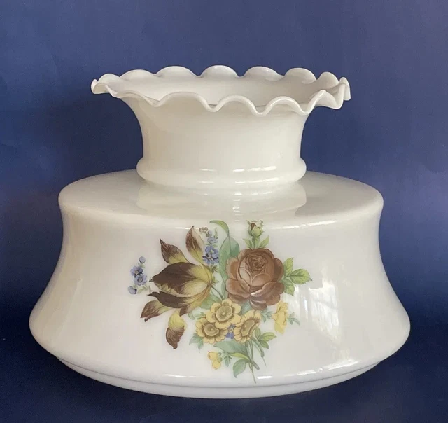 Vintage GWTW 7" Fitter Purple Flower Bouquet Oil Or Electric Glass Lamp Shade B4