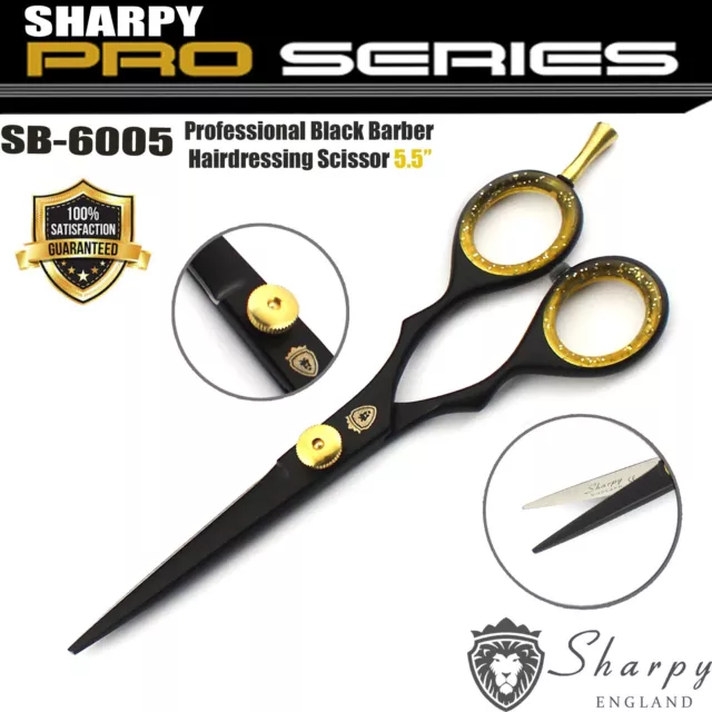 Neuf Professionnel Sharpy Ciseaux Coiffure Noir Tondeuse 14cm Styliste