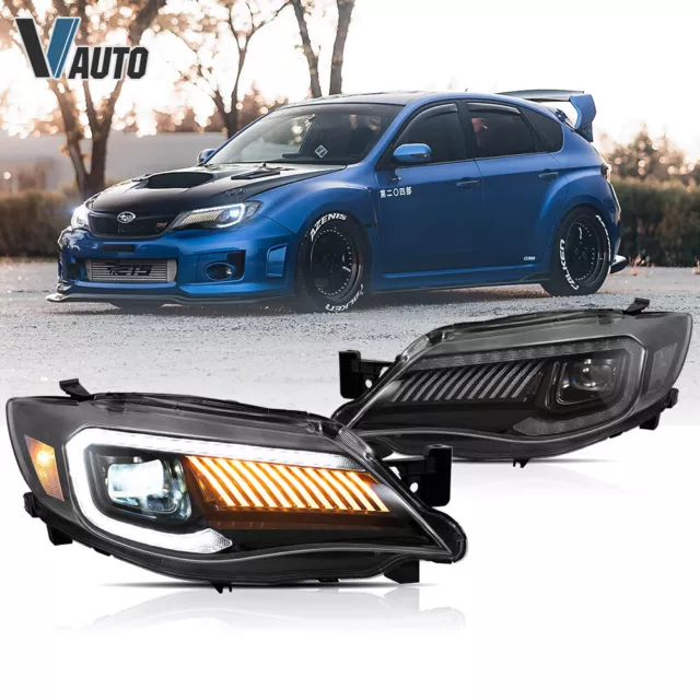 VLAND For 08-14 Subaru Impreza WRX/WRX STI LED Projector Lens Headlights A Pair