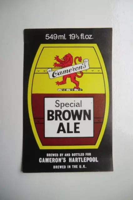 Larger Mint Cameron's Hartlepool Special Brown Ale Brewery Beer Bottle Label