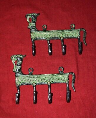 Brass Horse Shape Wall Hook Bastar Art Home Decor Keys Holder Set of 02 EK516
