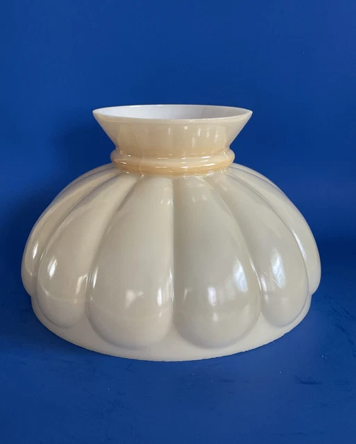 Vintage GWTW 10" Fitter Tan Straight Top Oil Or Electric Glass Melon Lamp Shade