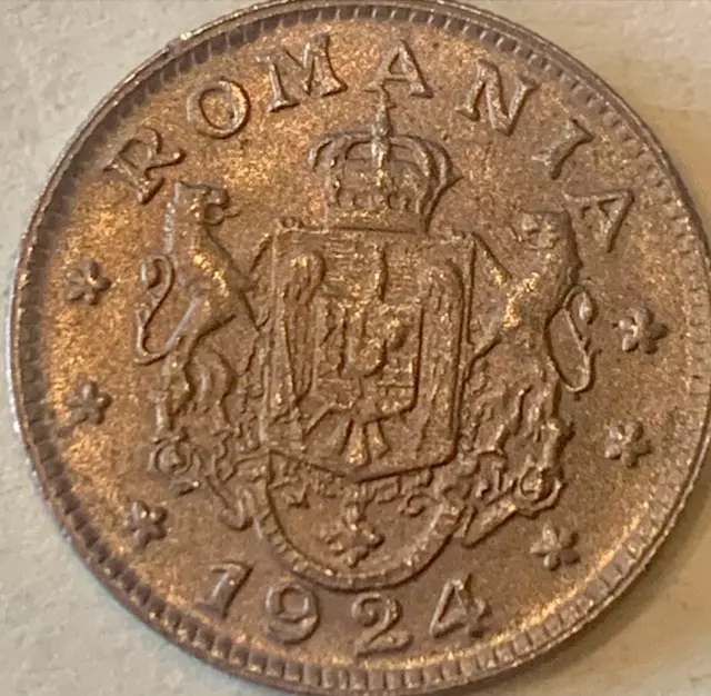 "Exclusive 1924 Romania 1 Leu Coin - A Rare Jewel of Numismatic History"