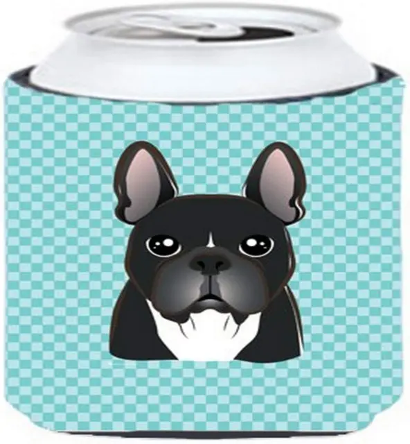 Checkerboard Blue French Bulldog Can or Bottle Hugger
