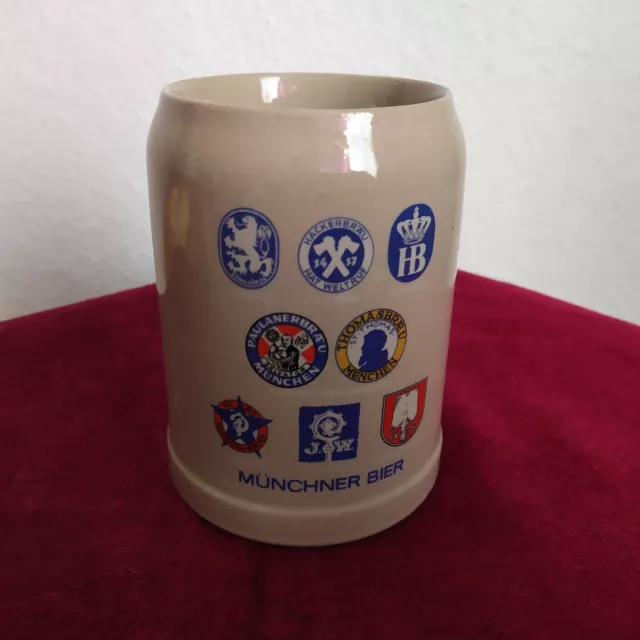 Vintage West German Beer Mug Stein Stone Ware 0.5 L GERZ Munchner Bier