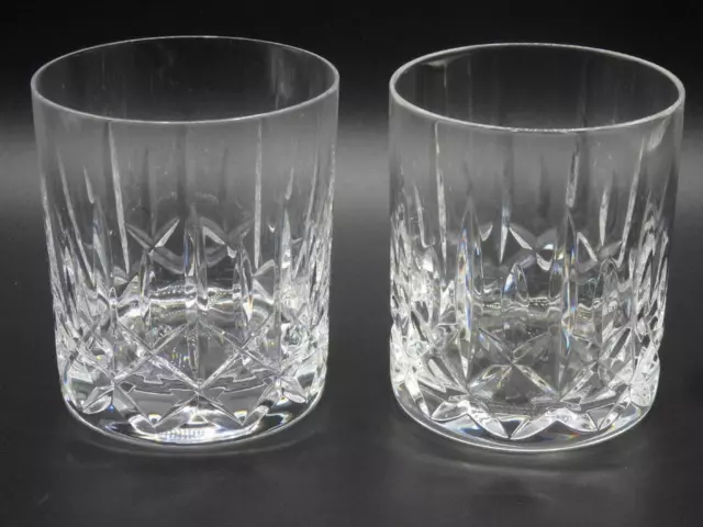 PAIR of WATERFORD Crystal LISMORE Short Stories WHISKY 12oz FLAT TUMBLERS