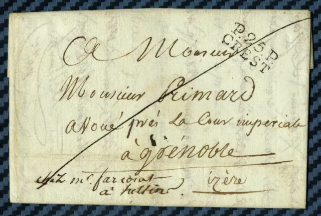 Lettre de CREST (Drôme) pour GRENOBLE (Isère) - 1815 / Cote 80€ - ind.11 Pothion