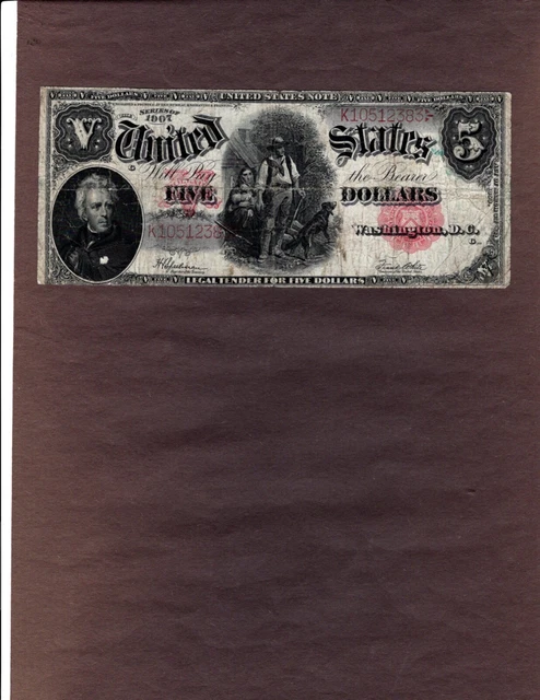 1907 $5 Legal Tender Note, Fr91, Well-Circulated, Presentable