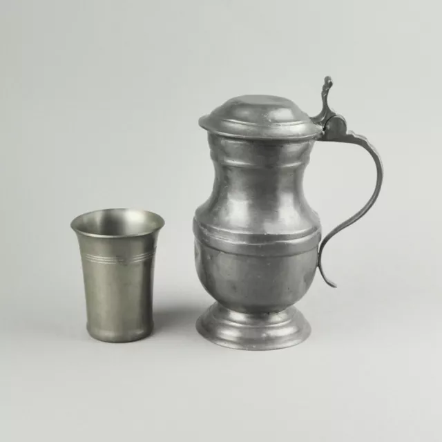 Zinnkaraffe & Taza de Estaño - Antiguo Jarra - Humpen - Vintage Pewter
