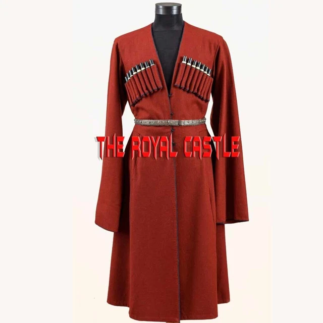 Georgian Cossack Costume Traditional Red Georgian Clothing Wool Coat Fast Ship