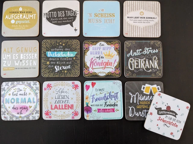 SHEEPWORLD UNTERSETZER BIERDECKEL lustige Sprüche alle Anlässe 12 + 1