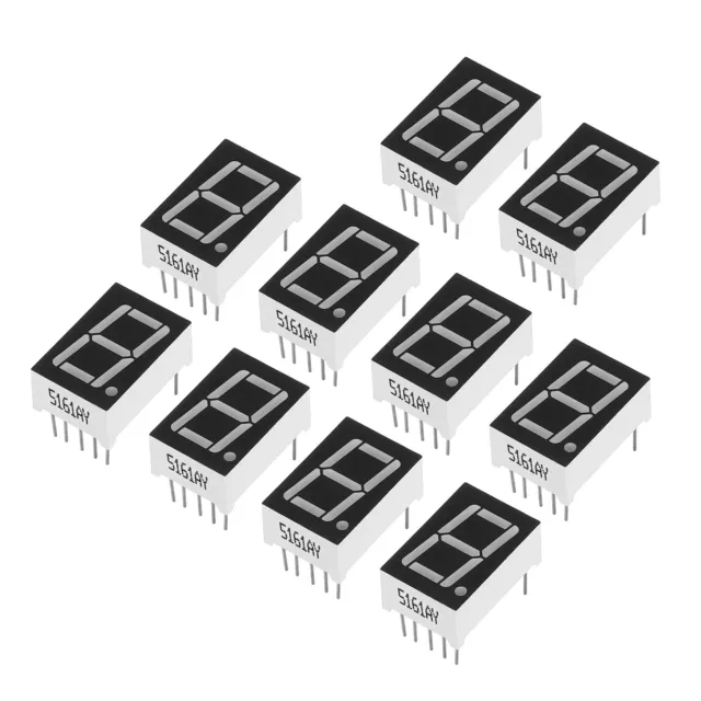 10Pcs Common Cathode 7Segment 10Pin 1Bit 2.1V 0.56" LED Display Yellow