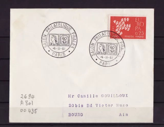 ec61/ Enveloppe   salon philatélique  Fralex  Paris    1961