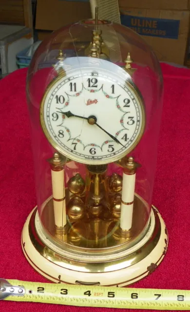 Rare Vintage Germany Schatz 49 Extra Barrel 400 Day Ball Pendulum Clock 11 1/2"