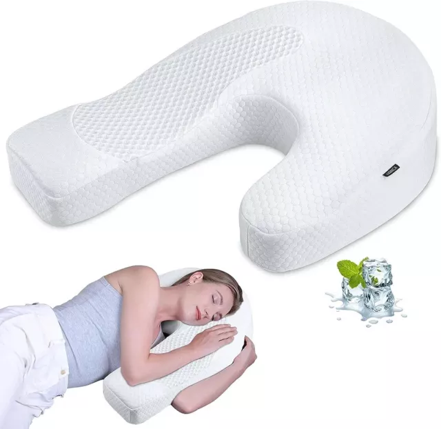 HOMCA Pillow for Side Sleeper Body Pillow Adults Memory Foam 23"X17" J-Shape NIB