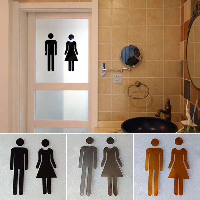 Argento) Cartello per porta del bagno - Cartello per porta del bagno - Cartello adesivo per porta del bagno per uomini e donne - Adesivi per porte de | Leroy Merlin