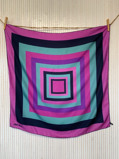 Foulard Carré En Soie Vintage 90cm - Violet - Marque Silk Home - Élégance Rétro Pour Femme - Occasion En Bon état