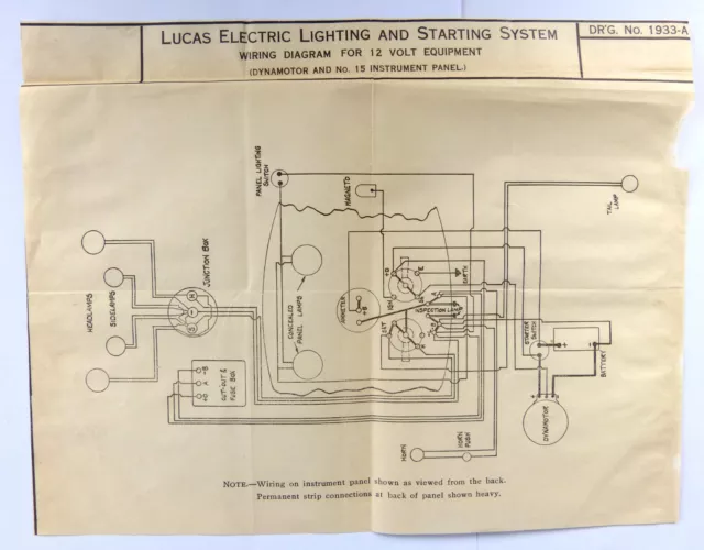 Original LUCAS Lighting & Starting, Dynamotor Wiring Diagram c1927 1933-A