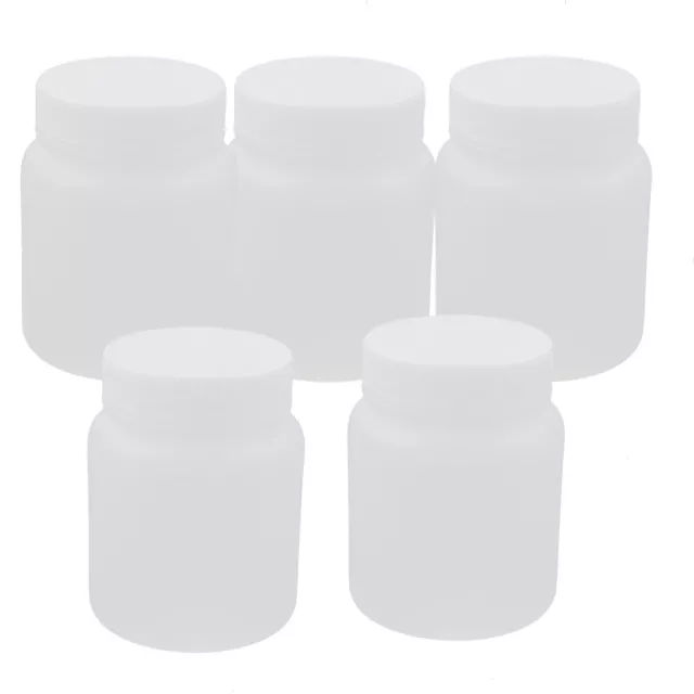 5Pcs 300ml Plastic Round Wide Mouth Chemical Sample Reagent Bottle Thickening