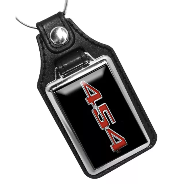 454 Engine Corvette, Chevelle, Camaro Red Black Faux Leather Key Ring