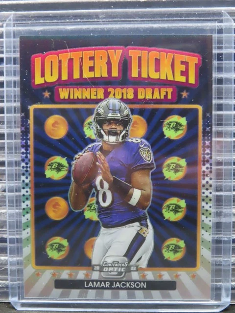 2022 Contenders Optic Lamar Jackson Lottery Ticket Silver Prizm #LT-8 Ravens
