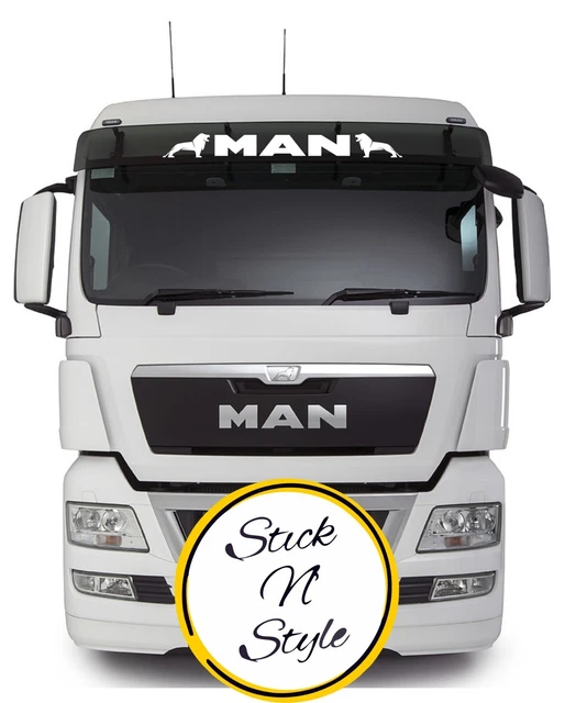 MAN TRUCK SCREEN sticker/decal for lorry cab windscreen glass - 1100mm ...