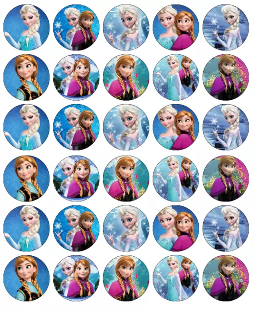 30x Frozen Anna Elsa Cupcake Toppers Edible Wafer Paper Fairy Cake Toppers