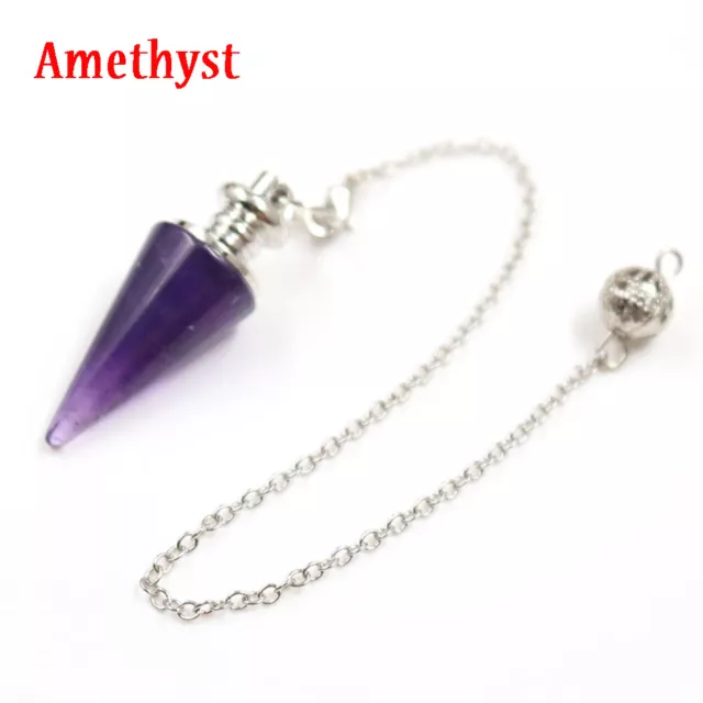 Natural Crystal Quartz Gemstone Point Dowsing Pendulum Scrying Dowser Healing