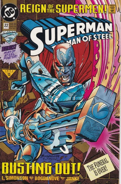 1993 Superman Man of Steel #22 NM Reign of Supermen alt cover Poster DC Comics