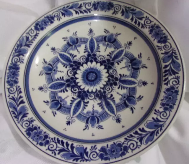 Antique Royal Goedewaagen"Blue Delft" Handwork Am.HOLLAND 9.5" FLORAL Wall Plate